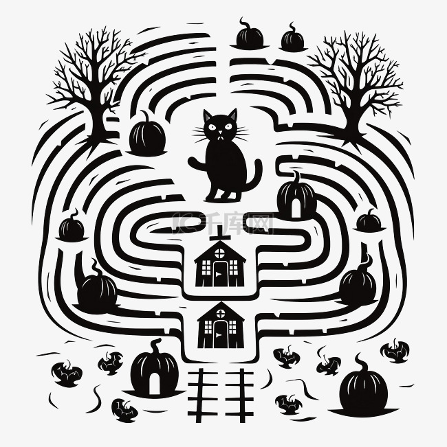 帮助黑猫找到通往房子的路