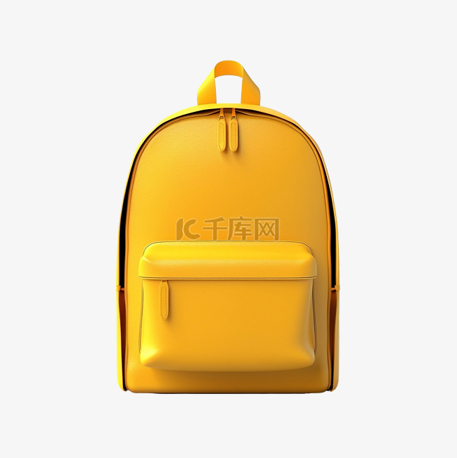 3d 最小黄色书包回到学校概念