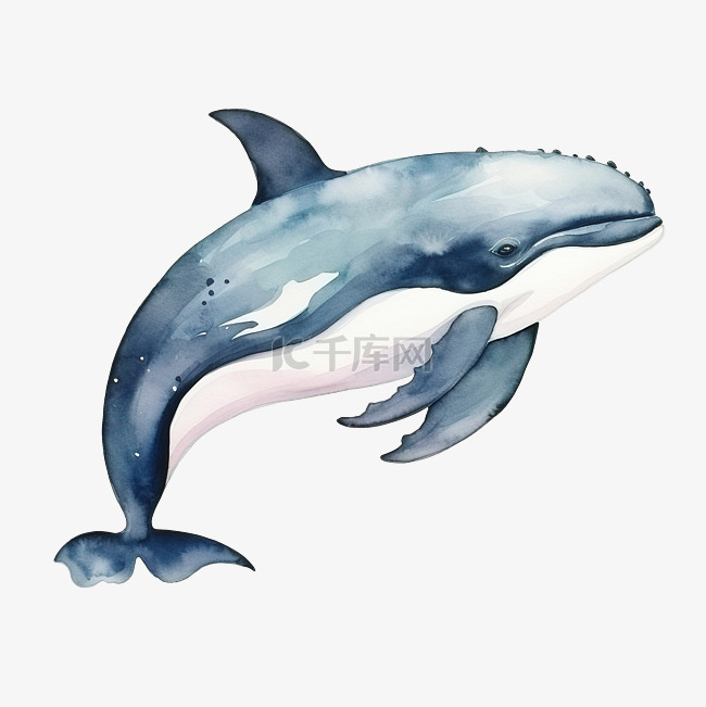 水彩鲸鱼海洋动物