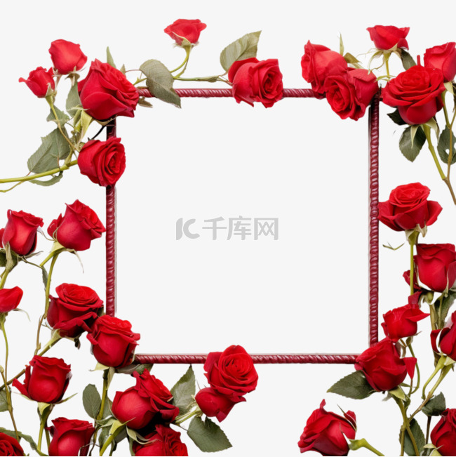 纹理玫瑰花框元素立体免抠图案