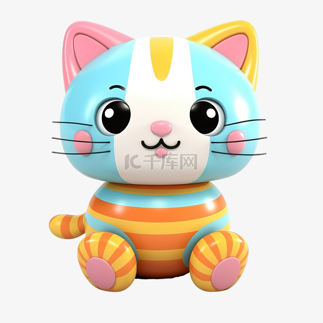 可爱的猫玩具 3d 渲染