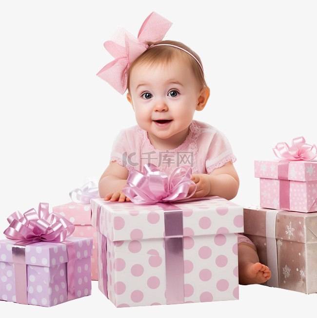 小女婴住在许多庆祝生日或圣诞节
