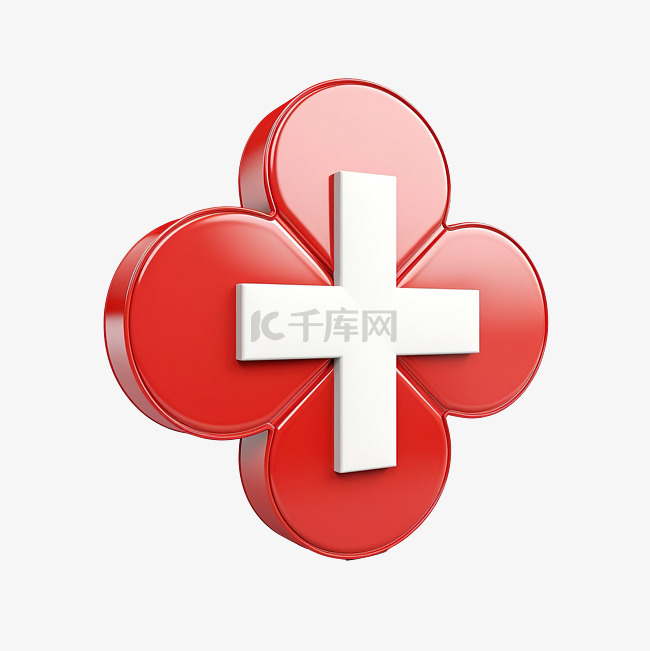 红十字标记的 3d 渲染