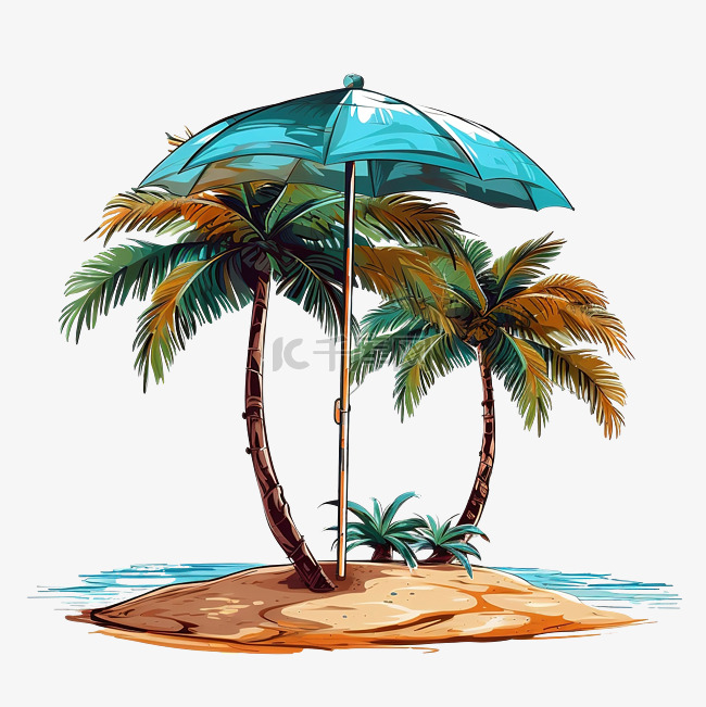 沙滩伞 PNG 插图
