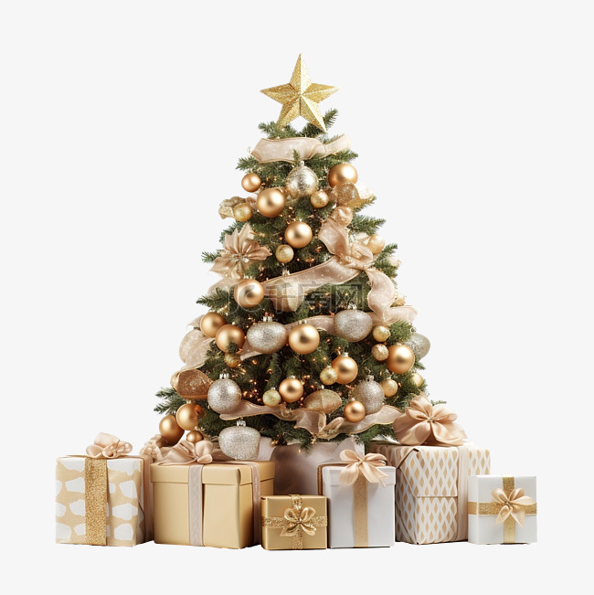 帶禮品盒的聖誕樹