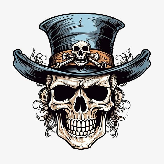 骷髅骷髅和交叉骨在海盗三角帽项