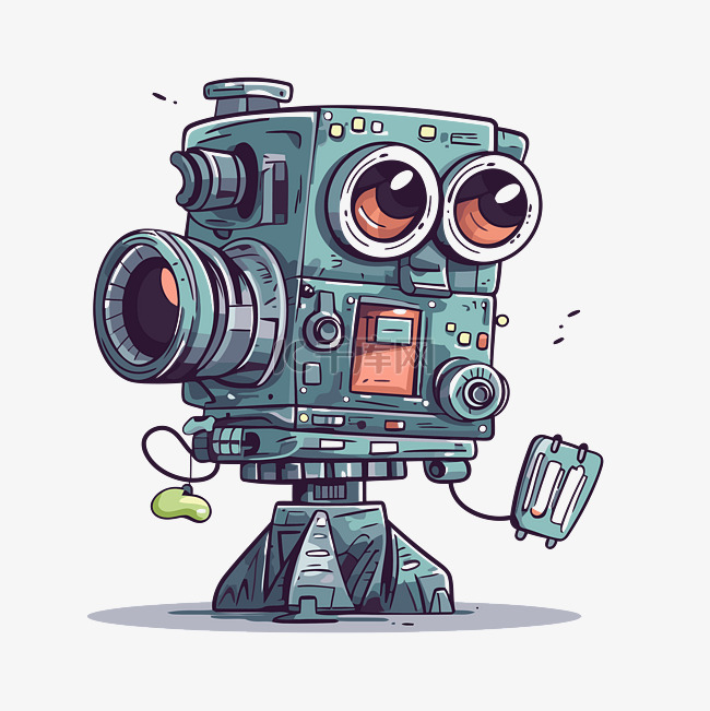 电影摄影机剪贴画可爱的小机器人