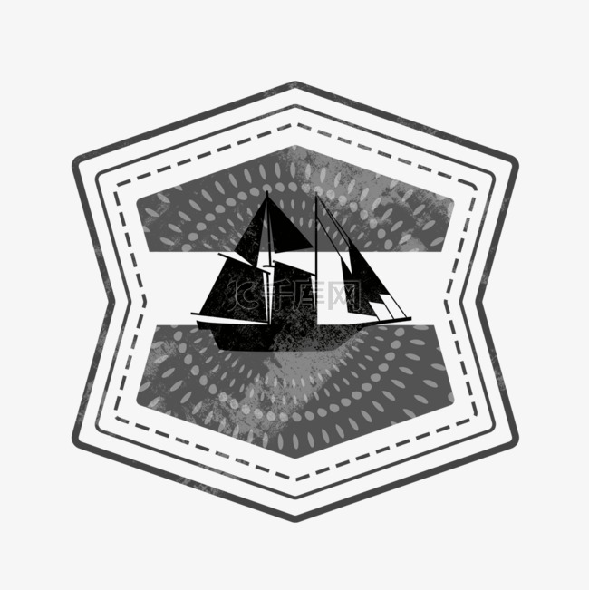 黑色复古轮船印章