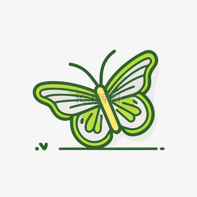蝴蝶 — 绿色和黄色插图 向量