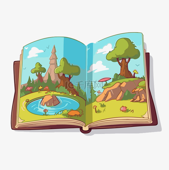 小册子剪贴画书与一本大书的森林