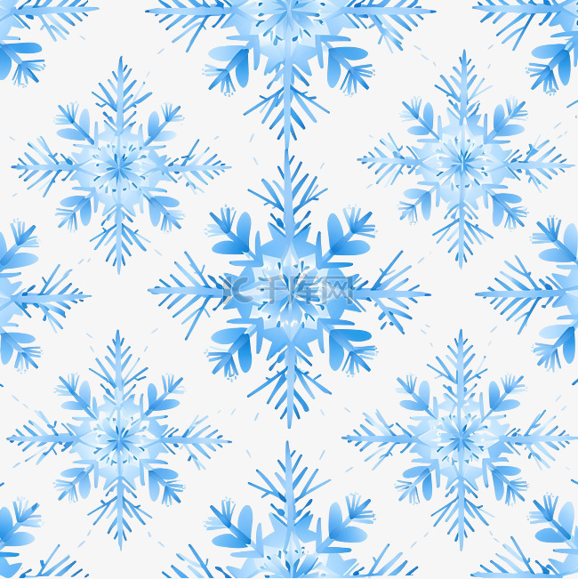 圣诞快乐蓝色雪花无缝图案