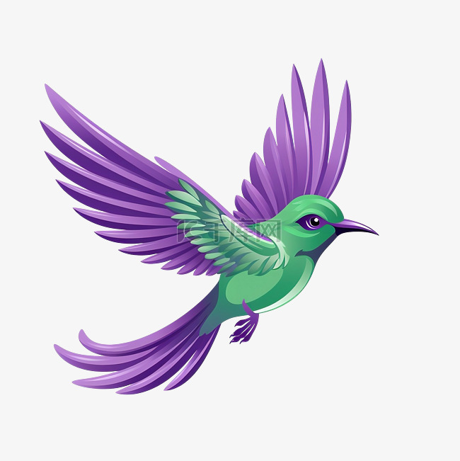 紫色的鸟，绿色的翅膀