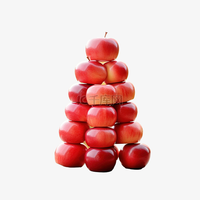 秋季户外木桌上的红苹果金字塔
