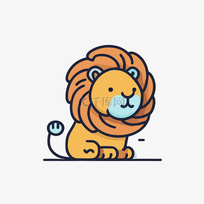 可爱的狮子线风格设计插画3d 