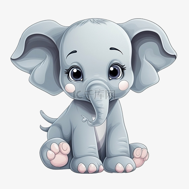 可爱的大象动物插画