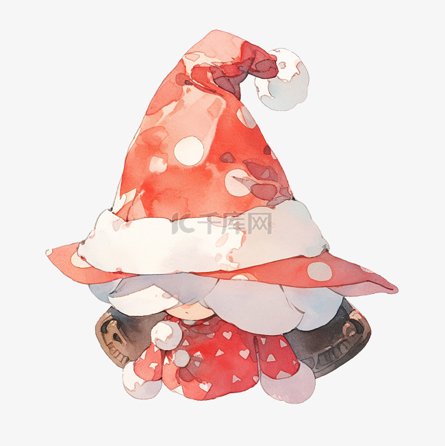 圣诞老人的帽子的水彩插图
