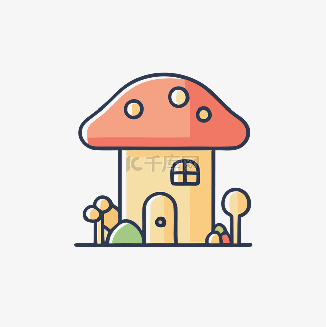蘑菇屋和樹 向量
