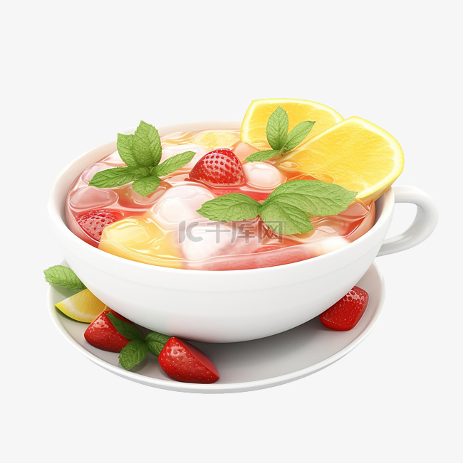 美味的水果汤 3d 渲染