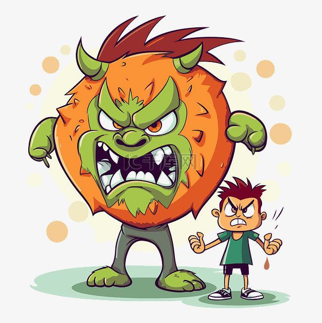 自信的剪贴画一个愤怒的孩子与橙