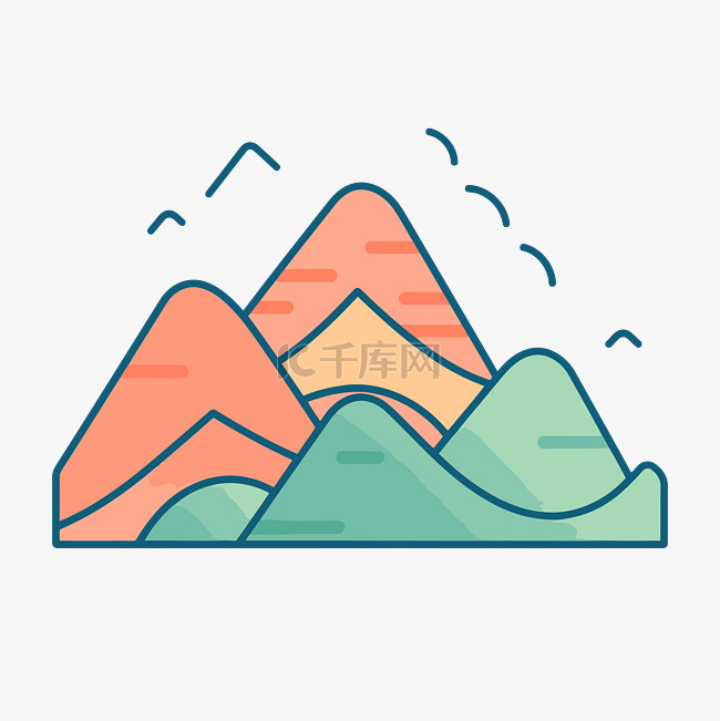 平线矢量图中的山脉和山峰