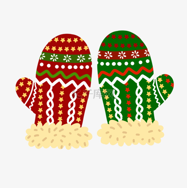 圣诞冬季可爱卡通毛线针织手套