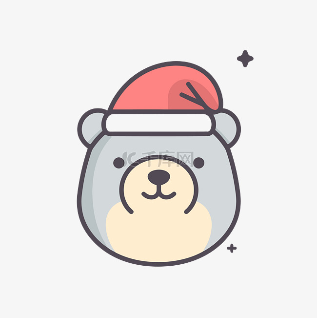 有趣的泰迪熊戴着圣诞老人帽子图