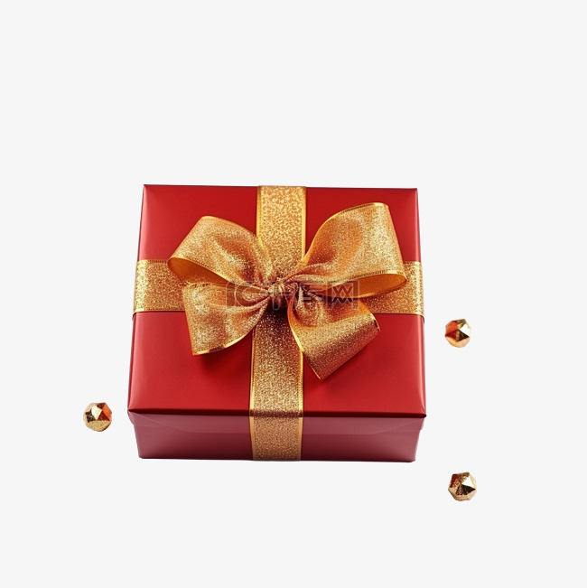红色礼品盒和金丝带圣诞节和新年