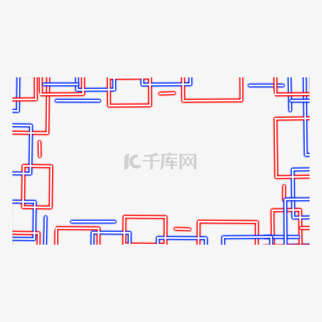 霓虹红蓝交错边框横图