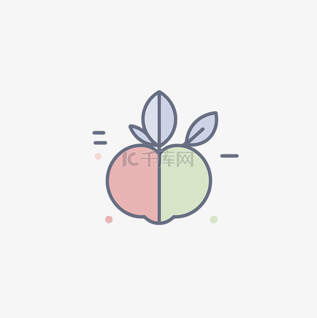 一个有两种颜色叶子的苹果 向量
