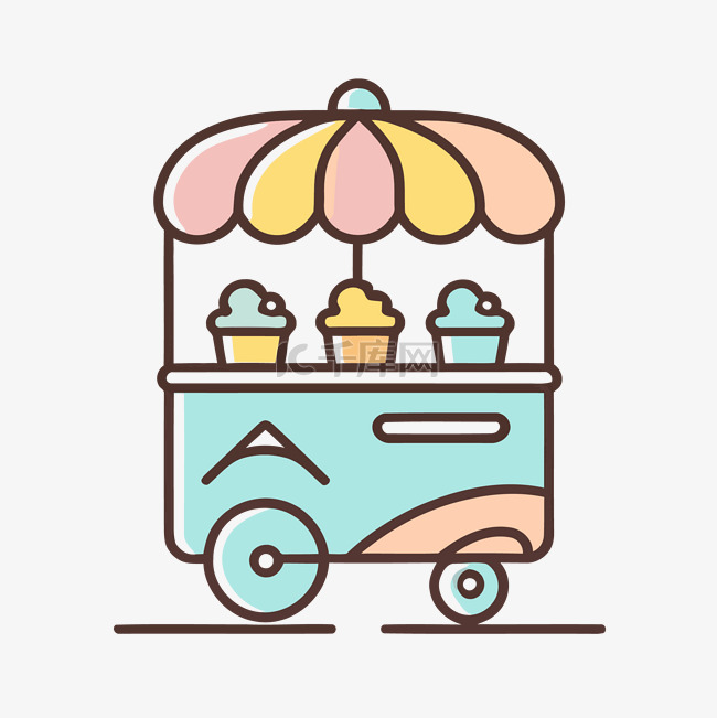 一辆装有彩色纸杯蛋糕的冰淇淋车
