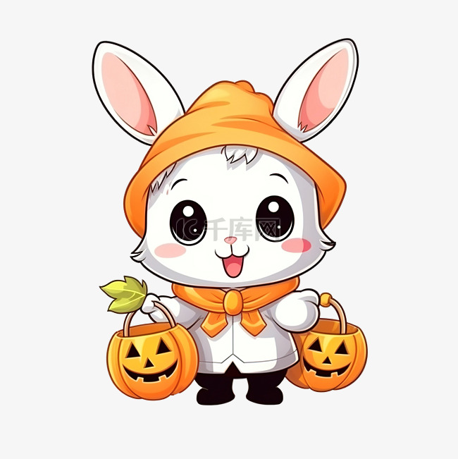 可爱的兔子与服装万圣节人物系列