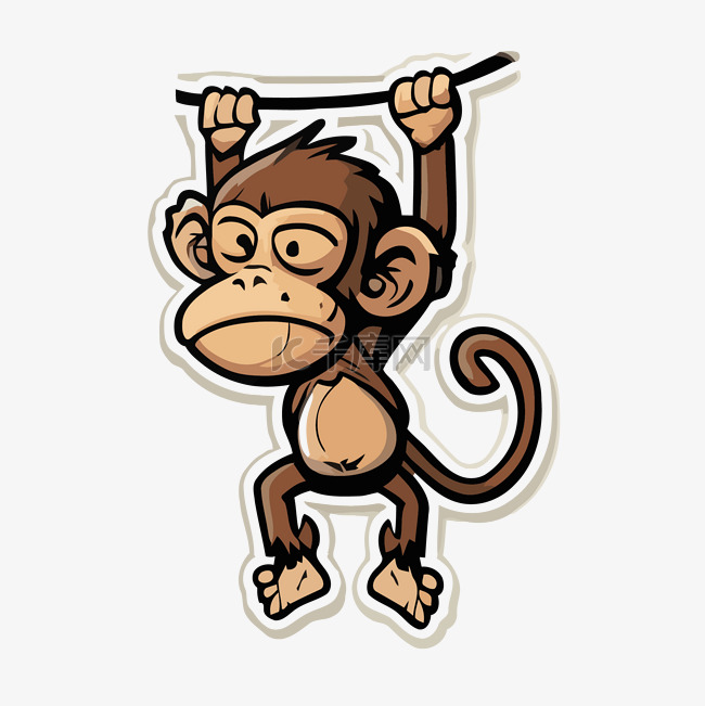 挂在绳子上的可爱猴子剪贴画 向