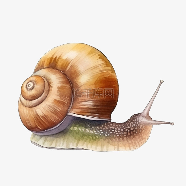 蜗牛水彩卡通动物