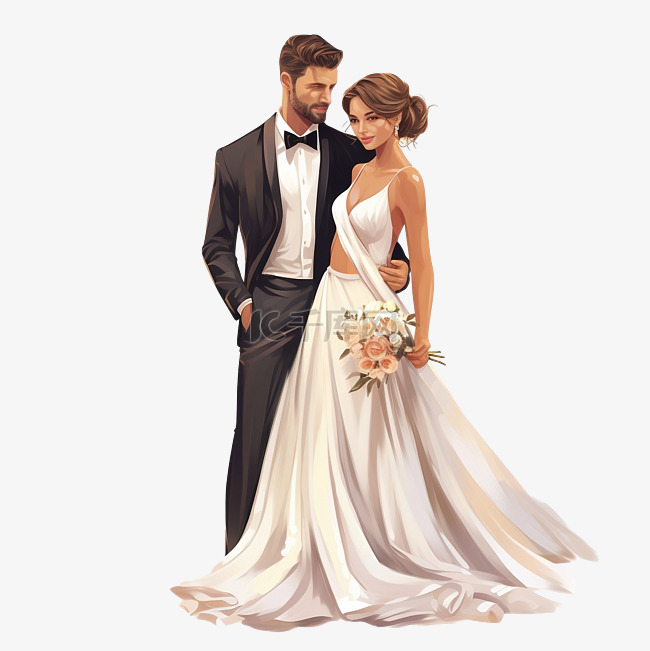 Sexinsex新娘 新娘新郎情侣婚礼插画素材图片免费下载-千库网