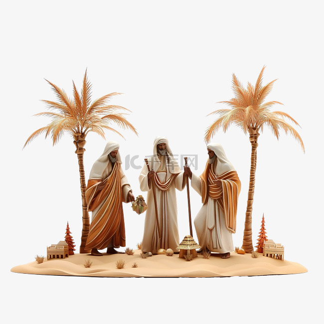 圣诞快乐诞生沙漠设计中的三位智