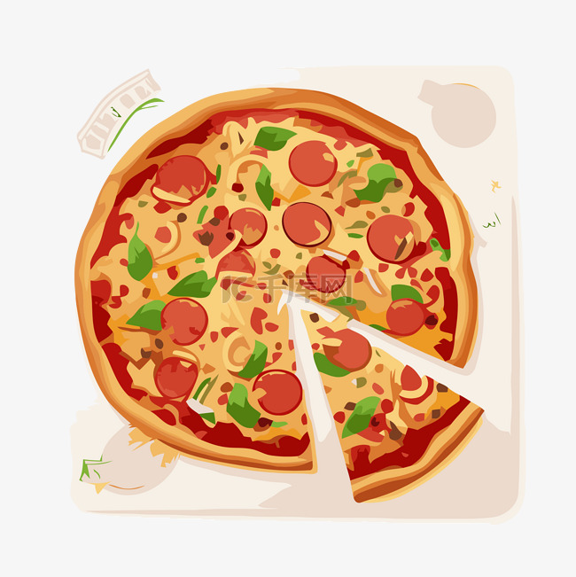 白桌上剪贴画上的披萨和红意大利