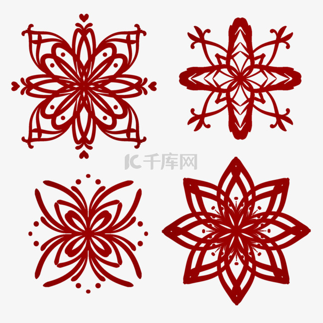 春节兔年中国新年剪纸红色窗花图