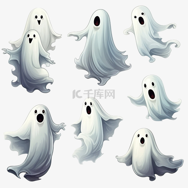 卡通万圣节幽灵幽灵幽灵和神秘幻