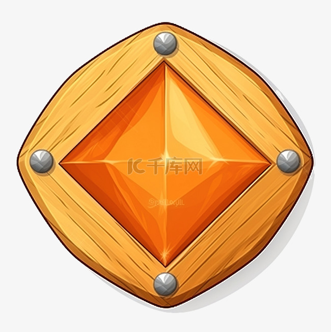 橙色卡通菱形木按钮