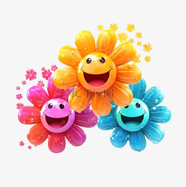 微笑的花朵与充满活力的渐变颜色