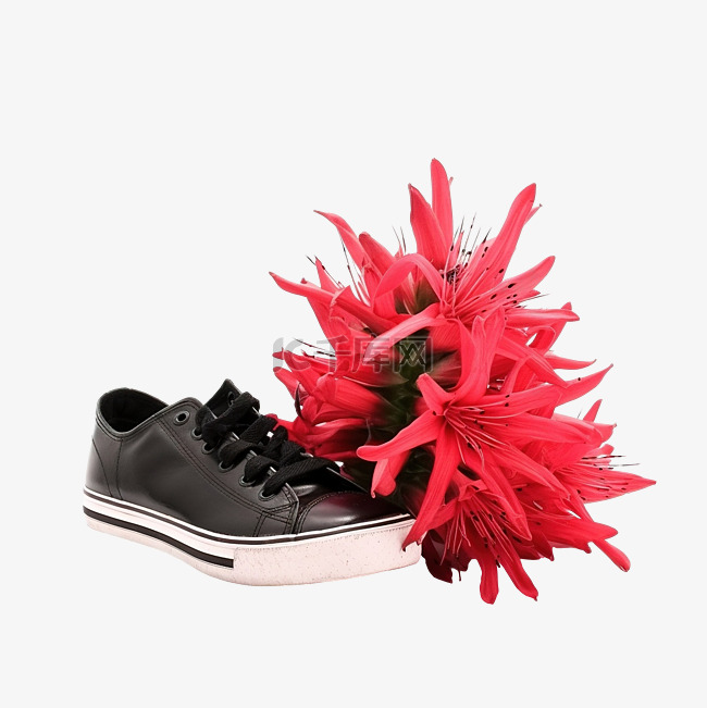 鞋黑色植物红花