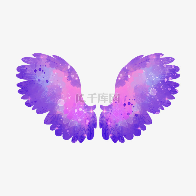 翅膀抽象水彩渐变紫色