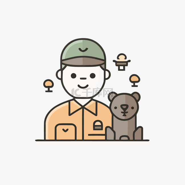 一个热爱动物的人背着一只熊背着