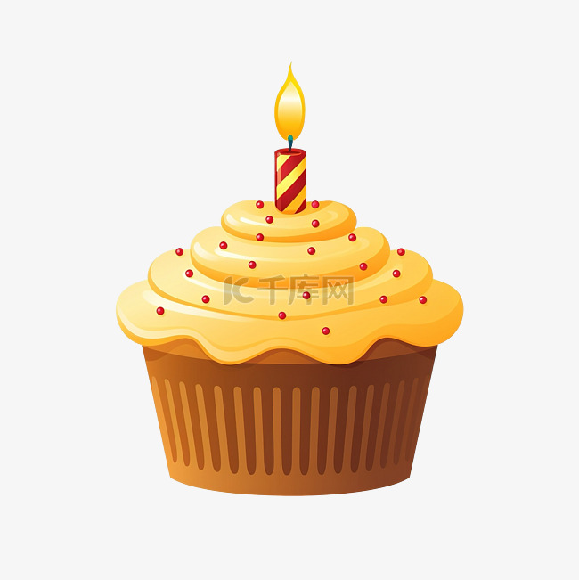 第一个生日蛋糕与蜡烛PNG插图