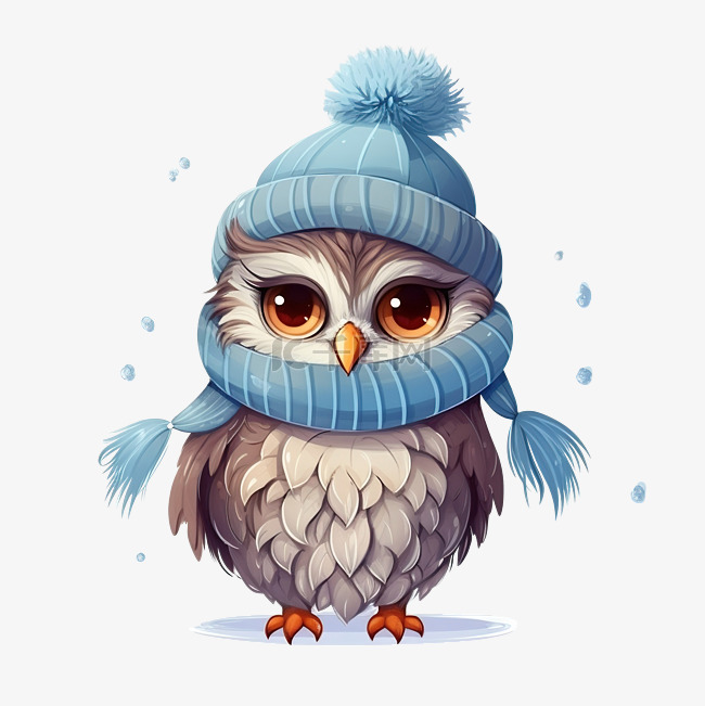 可爱的冬季鸟猫头鹰
