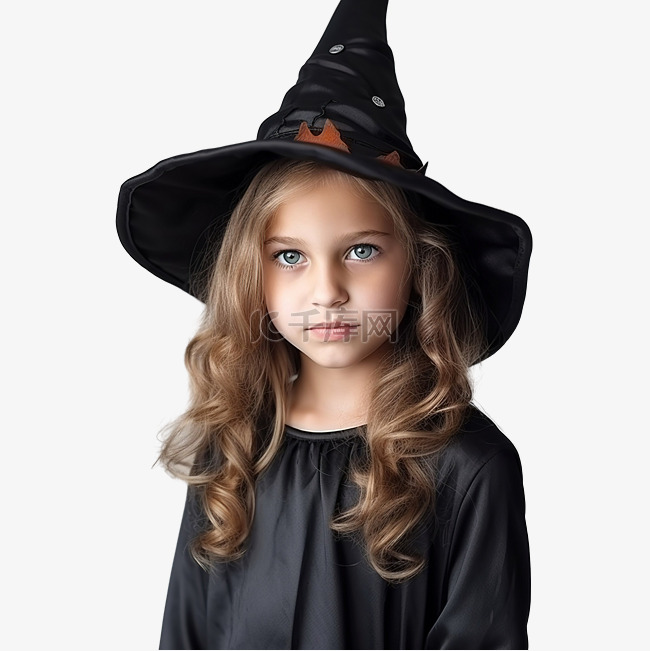 一个穿着女巫服装的女孩的肖像