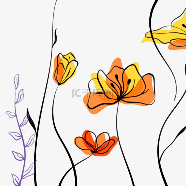 橙色花朵三束花