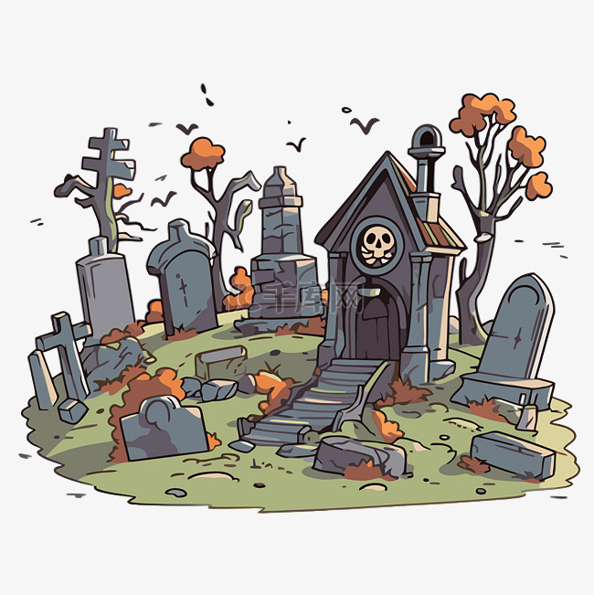 墓地剪贴画可爱的卡通墓碑和墓地