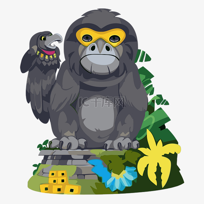 厄瓜多尔剪贴画卡通大猩猩坐在树