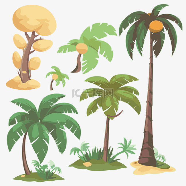 棕榈树剪贴画卡通卡通棕榈树集 